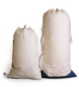 White cotton canvas laundry and duffel bags